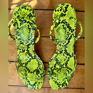 Zara Neon Snake Print Kitten Heels